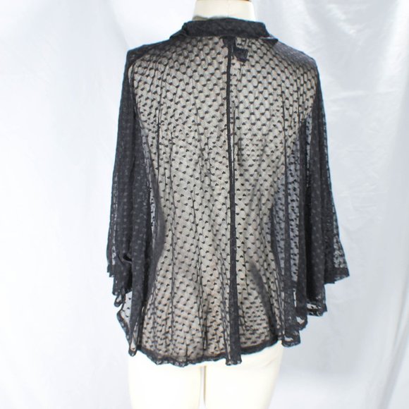 Mesh Poncho with Heart Patterned Detailing Sheer Gothic Pretty Retro Aesthetic - Picture 4 of 8